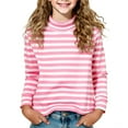 thumbnail image 1 of Posijego Kids Turtleneck Long Sleeve Shirts Striped Print Cotton T-Shirts for Girls Boys Basic Tee Tops, 1 of 4