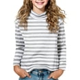 thumbnail image 1 of Posijego Kids Turtleneck Long Sleeve Shirts Striped Print Cotton T-Shirts for Girls Boys Basic Tee Tops, 1 of 4