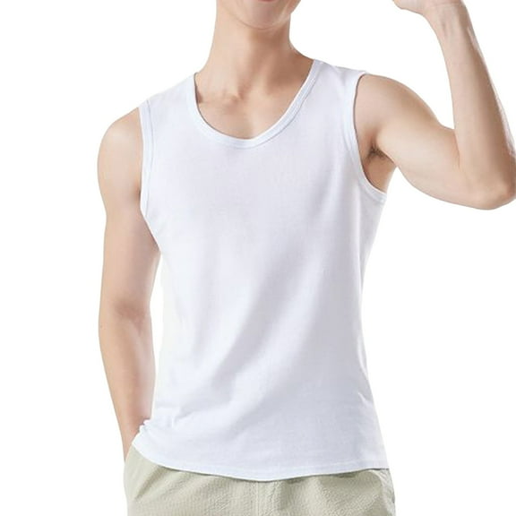 Posijego L-4XL Mens Cotton Tank Tops Soft Sleeveless Shirts Summer Casual Basic Undershirts Tee for Men