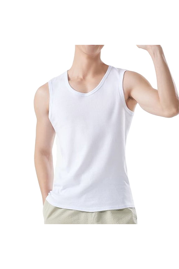 L-4XL Mens Cotton Tank Tops Soft Sleeveless Shirts Summer Casual Basic Undershirts Tee for Men