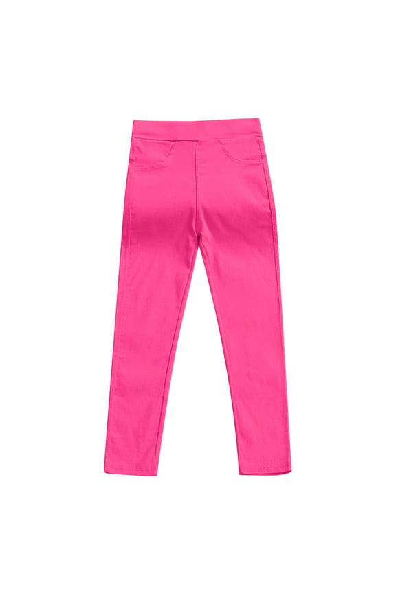 Leggings for Girls Kids Comfy Stretchy Solid Color Ankle Length Leggings Trousers with Pockets