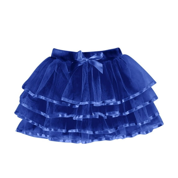 Posijego Little & Big Girls Mesh Skirts Birthday Party Bow Elastic Waist Ruffled Tiered Princess Short Skirts