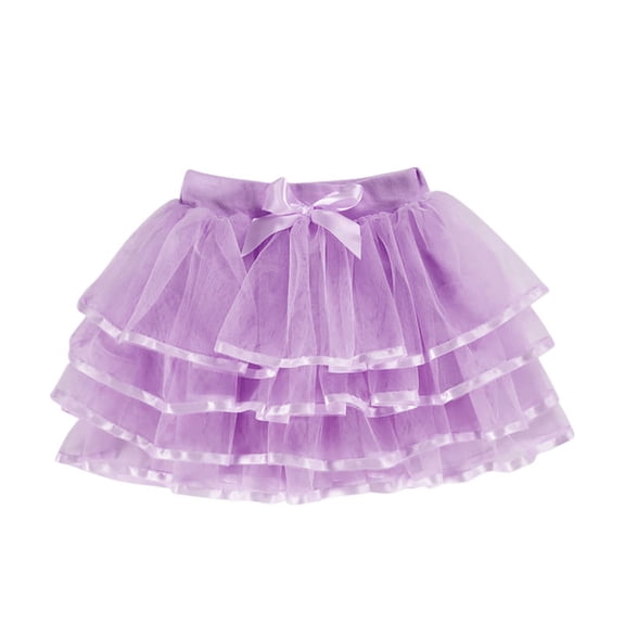 Posijego Little & Big Girls Mesh Skirts Birthday Party Bow Elastic Waist Ruffled Tiered Princess Short Skirts