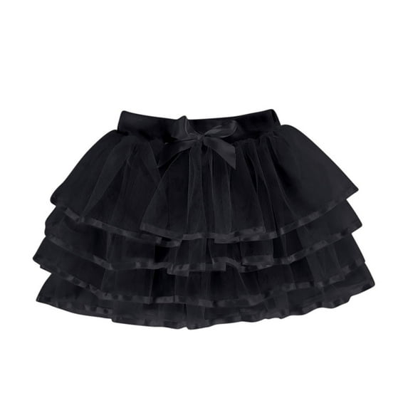 Posijego Little & Big Girls Mesh Skirts Birthday Party Bow Elastic Waist Ruffled Tiered Princess Short Skirts
