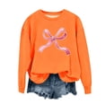 thumbnail image 1 of Posijego Little & Big Girls Sweatshirt Bowknot Printed Pullover Crew Neck Casual Long Sleeve Top Sweatshirts, 1 of 7