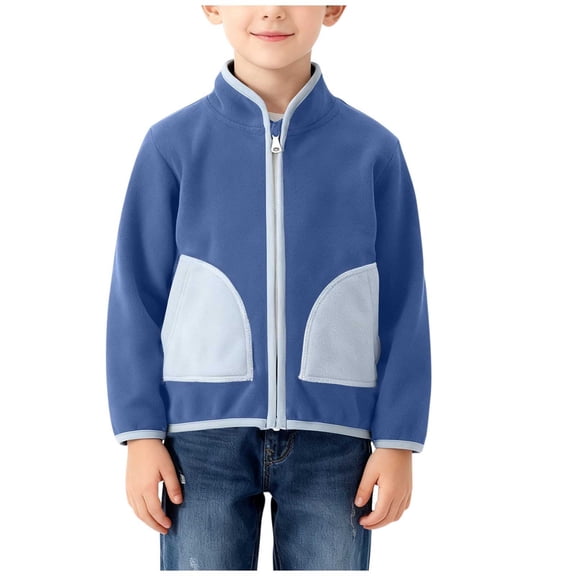 Posijego Little Boys Fleece Jackets with Pockets Boys Stand Collar Zipper Warm Long Sleeve Casual Outerwear Coats