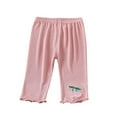 thumbnail image 1 of Posijego Little Girls Capri Leggings for Toddlers Baby Girls Cotton Cropped Leggings Elastic Waist 3/4 Pants, 1 of 7