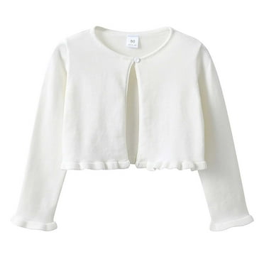 Posijego Little Girls Cardigan Sweater Baby Girls Knit Long Sleeve Cover up Buttons Cropped Tops Spring Fall