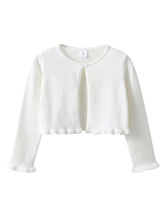 Little Girls Cardigan Sweater Baby Girls Knit Long Sleeve Cover up Buttons Cropped Tops Spring Fall