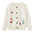 thumbnail image 1 of Posijego Little Girls Christmas Sweater Open Front Embroidery Long Sleeve Knit Cardigans Button Jacket for Girls, 1 of 5