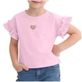 thumbnail image 1 of Posijego Little Girls Cute Tops Ruffled Short Sleeve Blouse Toddler Girls Crew Neck Cotton T-Shirts Summer Tees 1-8 Years, 1 of 7