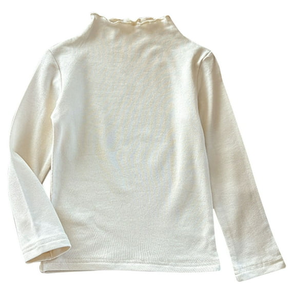 Posijego Little Girls Mock Neck Long Sleeve Shirts Cotton T-Shirt Plain Basic Tee Girls Fall Winter Undershirts