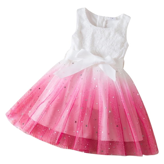 Posijego Little Girls Princess Mesh Dresses Birthday Party Tulle Dresses Sleeveless A-Line Tulle Sundresses Size 3-8 Years