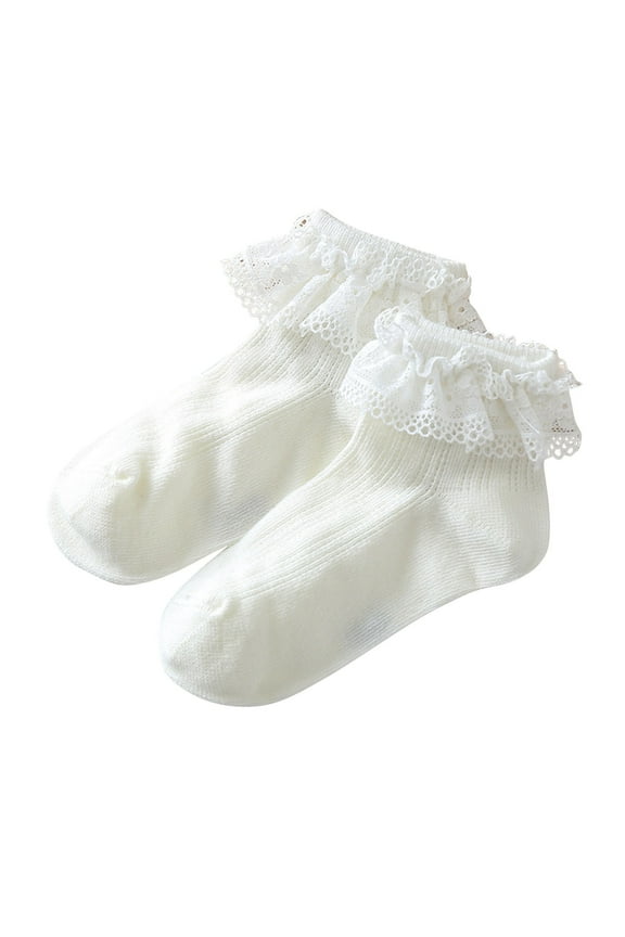 Little Girls Ruffle Socks Ruffle Lace Turn Cuff Frilly Socks School Uniform Princess Dress Socks 0-12 Years
