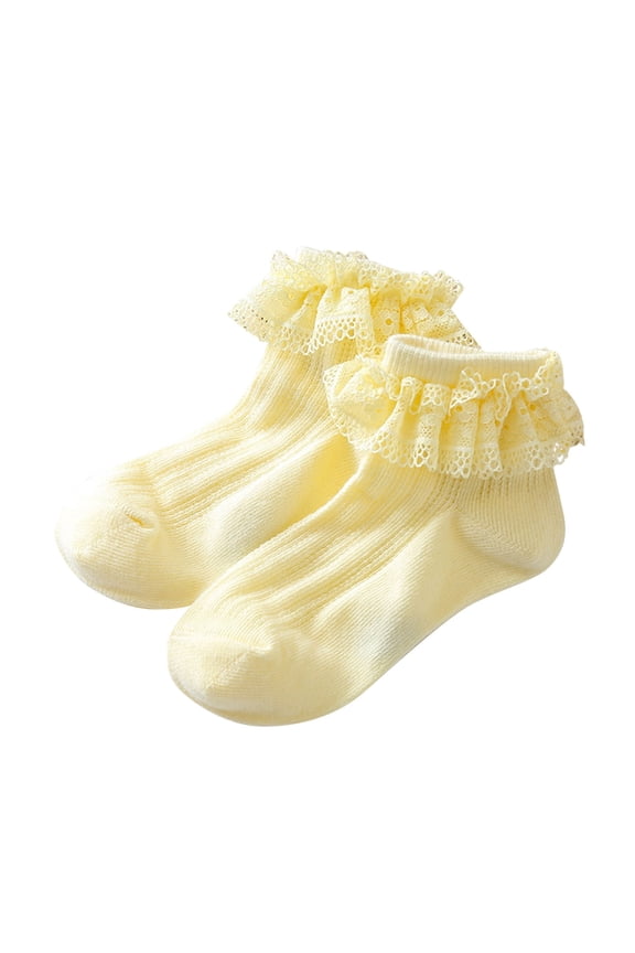 Little Girls Ruffle Socks Ruffle Lace Turn Cuff Frilly Socks School Uniform Princess Dress Socks 0-12 Years