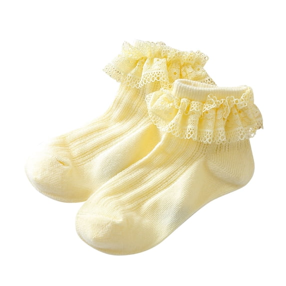 Posijego Little Girls Ruffle Socks Ruffle Lace Turn Cuff Frilly Socks School Uniform Princess Dress Socks 0-12 Years