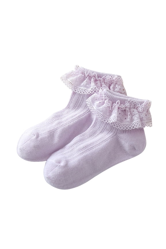 Little Girls Ruffle Socks Ruffle Lace Turn Cuff Frilly Socks School Uniform Princess Dress Socks 0-12 Years