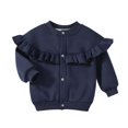 thumbnail image 1 of Posijego Little Girls Spring Jackets Ruffle Long Sleeve Button Closure Casual Outwear Girls Clothes, 1 of 9