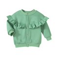 thumbnail image 1 of Posijego Little Girls Spring Jackets Ruffle Long Sleeve Button Closure Casual Outwear Girls Clothes, 1 of 9
