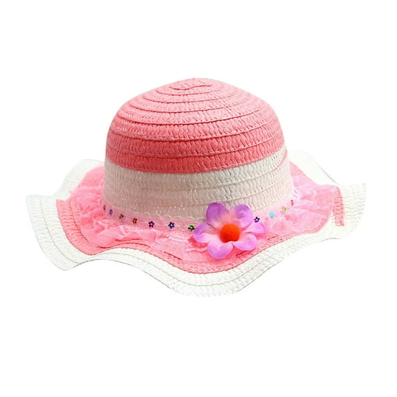 Posijego Little Girls Summer Straw Hat for Toddler Girls Wide Brim Sun Hat Beach Vacation Outdoor Casual Cute Hat