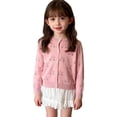thumbnail image 1 of Posijego Little Girls Sweater Cardigans Hollow Knit Open Front Sweater Crew Neck Button Closure Cardigan Jackets, 1 of 6