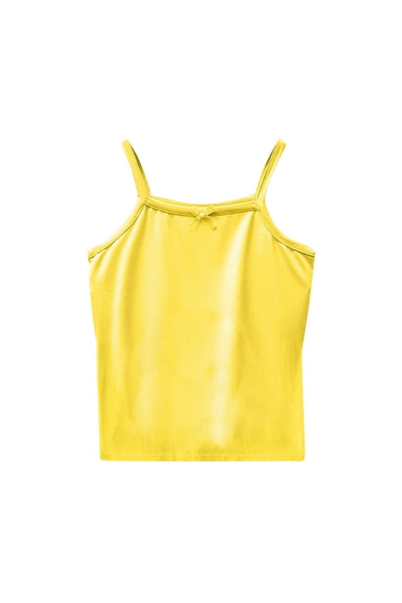 Little Girls Tank Tops Bow Front Camisole Summer Spaghetti Strap Camis Dance Tank Tees Activewear
