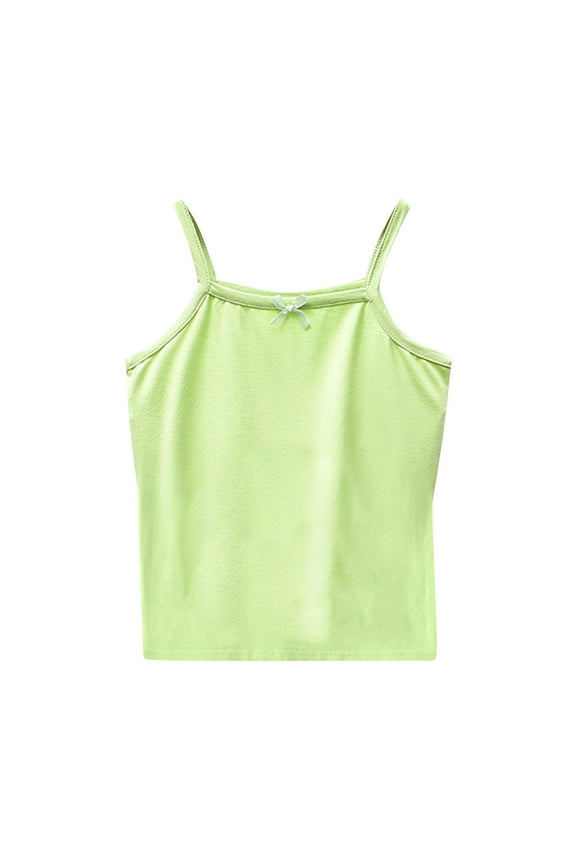Little Girls Tank Tops Bow Front Camisole Summer Spaghetti Strap Camis Dance Tank Tees Activewear