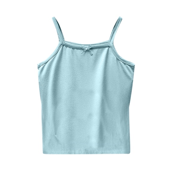 Posijego Little Girls Tank Tops Bow Front Camisole Summer Spaghetti Strap Camis Dance Tank Tees Activewear
