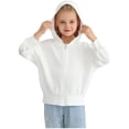 thumbnail image 1 of Posijego Little and Big Girls Sun Protection Jacket Zipper Hooded Long Sleeve Solid Color Lightweight Jacket with Pockets, 1 of 9