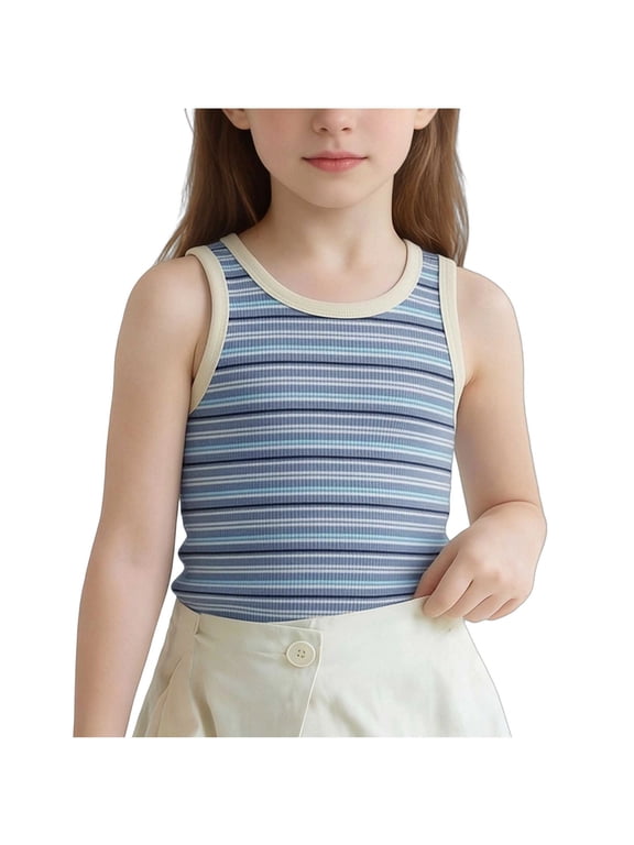 Little and Big Girls Tank Tops Striped Camisoles Sleeveless Casual Summer Basic Undershirts Tank Tees for Girls