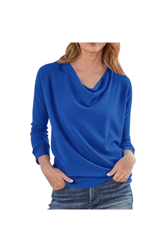 Long Sleeve Shirts for Women Cowl Neck Casual Dressy Blouses Women Loose Tunic Tops Wear Leggings