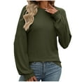 thumbnail image 1 of Posijego Long Sleeve Shirts for Women Crew Neck Knit Lightweight Pullover Shirts Fall Tunic Tops with Leggings, 1 of 6