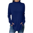 thumbnail image 1 of Posijego Long Sleeve Shirts for Women Mock Turtleneck Basic Tee Shirts Loose Casual Spring Tops Womens Clothes, 1 of 8
