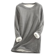 Posijego Womens Sherpa Pajama Tops Fleece Lined Sweatshirts Long Sleeve Warm Pullover Loungewear