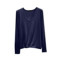 thumbnail image 1 of Posijego M-5XL Women's Pajama Tops Plus Size T-Shirts Crew Neck Long Sleeve Plain Basic Tee Sleep Shirts, 1 of 6