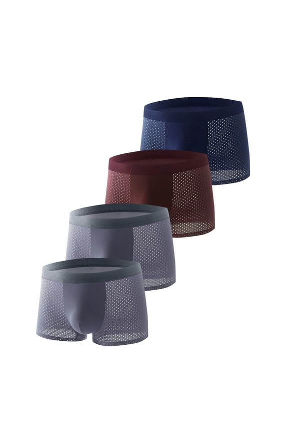 Men's Boxer Underwear 4 Pack Breathable Shorts Boxers Mid Waist Comfort Lightweight Underpants