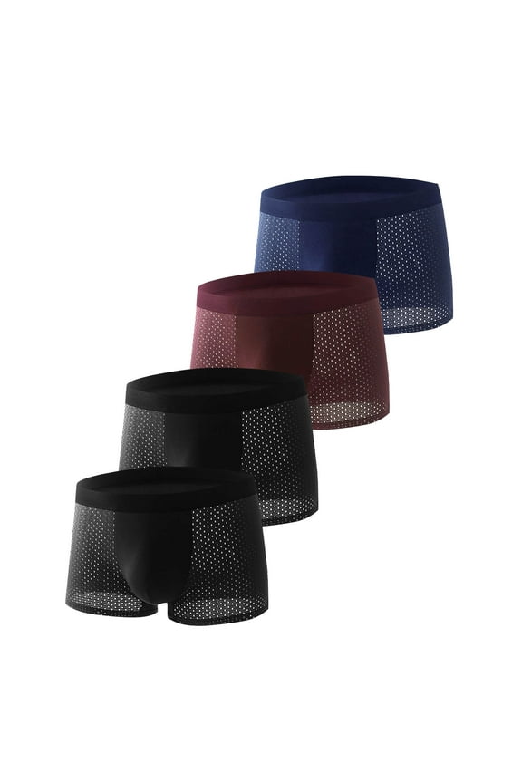 Men's Boxer Underwear 4 Pack Breathable Shorts Boxers Mid Waist Comfort Lightweight Underpants