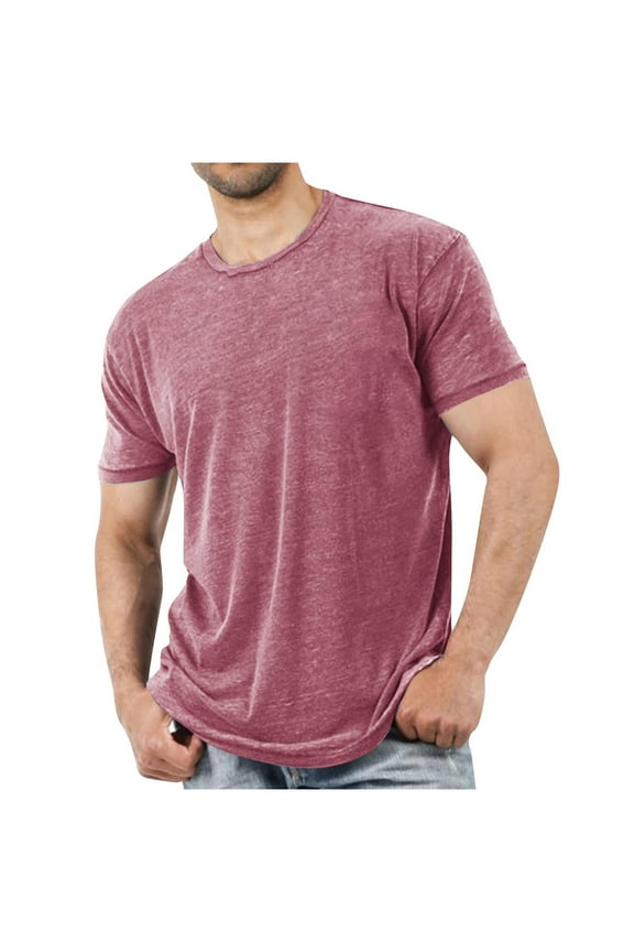 Men's Casual T-Shirts Classic Short Sleeve Shirt Crew Neck Basic Tees Big & Tall Shirts for Men