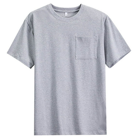 Posijego Men's Cotton T-Shirts Big and Tall Mens Short Sleeve Pocket Tees Solid Color Summer Casual Shirts