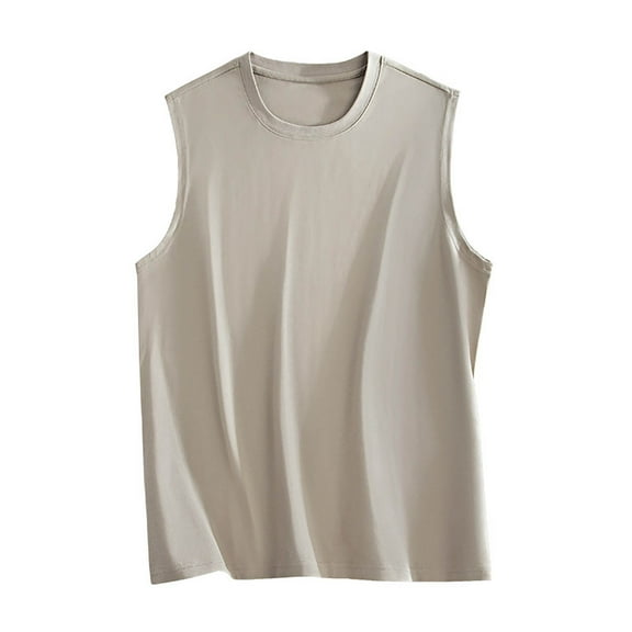 Posijego Men's Cotton Tank Tops M-4XL Big and Tall Mens Plain Basic Crew Neck Sleeveless Casual Workout Shirts