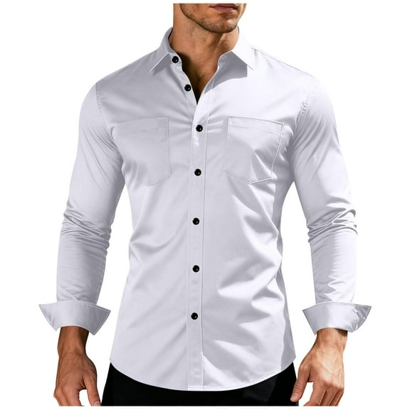 Posijego Men's Dress Shirts Button down Shirt Business Office Work Collared Shirt Wedding Party Shirts with Pockets