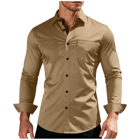 Posijego Men's Dress Shirts Button down Shirt Business Office Work Collared Shirt Wedding Party Shirts with Pockets