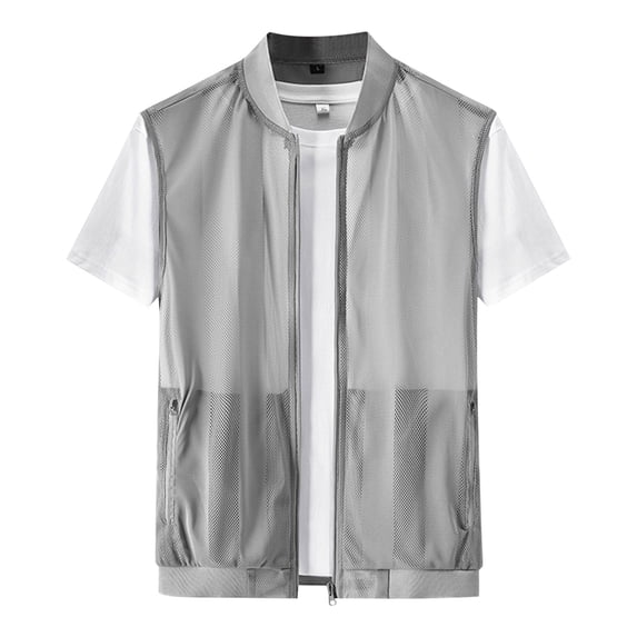 Posijego Men's Fishing Vest Outerwear Breathable Lightweight Summer Casual Tank Outdoor Loose Outwear Vests with Zipper Pockets