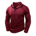 thumbnail image 1 of Posijego Men's Hoodie Button Hooded Lightweight Pullover Long Sleeve Athletic Sweatshirt Stretch Workout Shirts, 1 of 7
