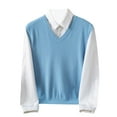 thumbnail image 1 of Posijego Men's Knit Sweater Vests Solid Color V Neck Sleeveless Pullover Sweaters Uniform Tops for Men Fall Spring, 1 of 7