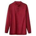 thumbnail image 1 of Posijego Men's Linen Shirts Long Sleeve Button T-Shirts Crew Neck Plain Basic Tee Casual Work Tops, 1 of 3