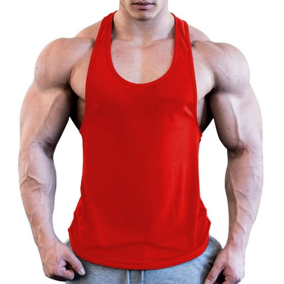 Posijego Men's Muscle Tank Tops Workout Gym Racerback Sleeveless T-Shirts Quick Dry Athletic Tanks for Men