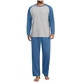 thumbnail image 1 of Posijego Men's Pajama Sets 2 Piece Outfits Long Sleeve Tee Shirt and Lounge Pants Nightwear Sleepwear Set, 1 of 7