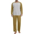 thumbnail image 1 of Posijego Men's Pajama Sets 2 Piece Outfits Long Sleeve Tee Shirt and Lounge Pants Nightwear Sleepwear Set, 1 of 7