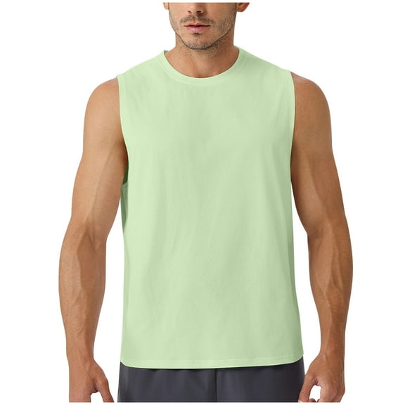 Posijego Men's Sleeveless Tank Tops Summer Crew Neck Loose Workout Gym Tank Tees Casual Athletic Tanks